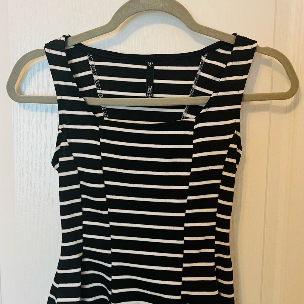 Love Culture Black and White Striped Tank Top